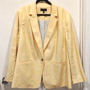 Talbots Women's Light Yellow 100% Linen Blazer Sz 20W-Office Career Academia